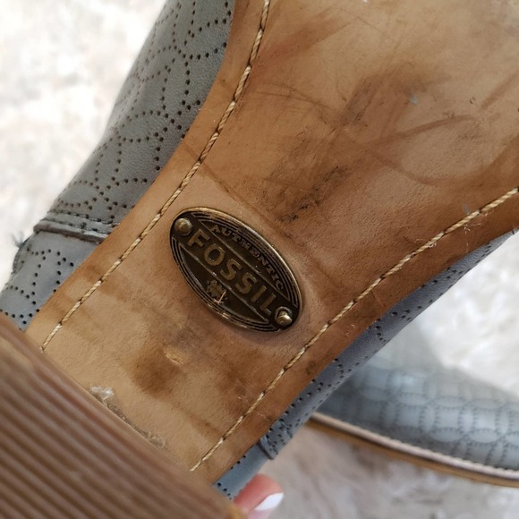 Fossils Leather Blue Chunk Heel Ankle Bootie 8.5 - Picture 14 of 14